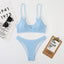 Split Wave Pattern High Waist Bikini Set for Women
