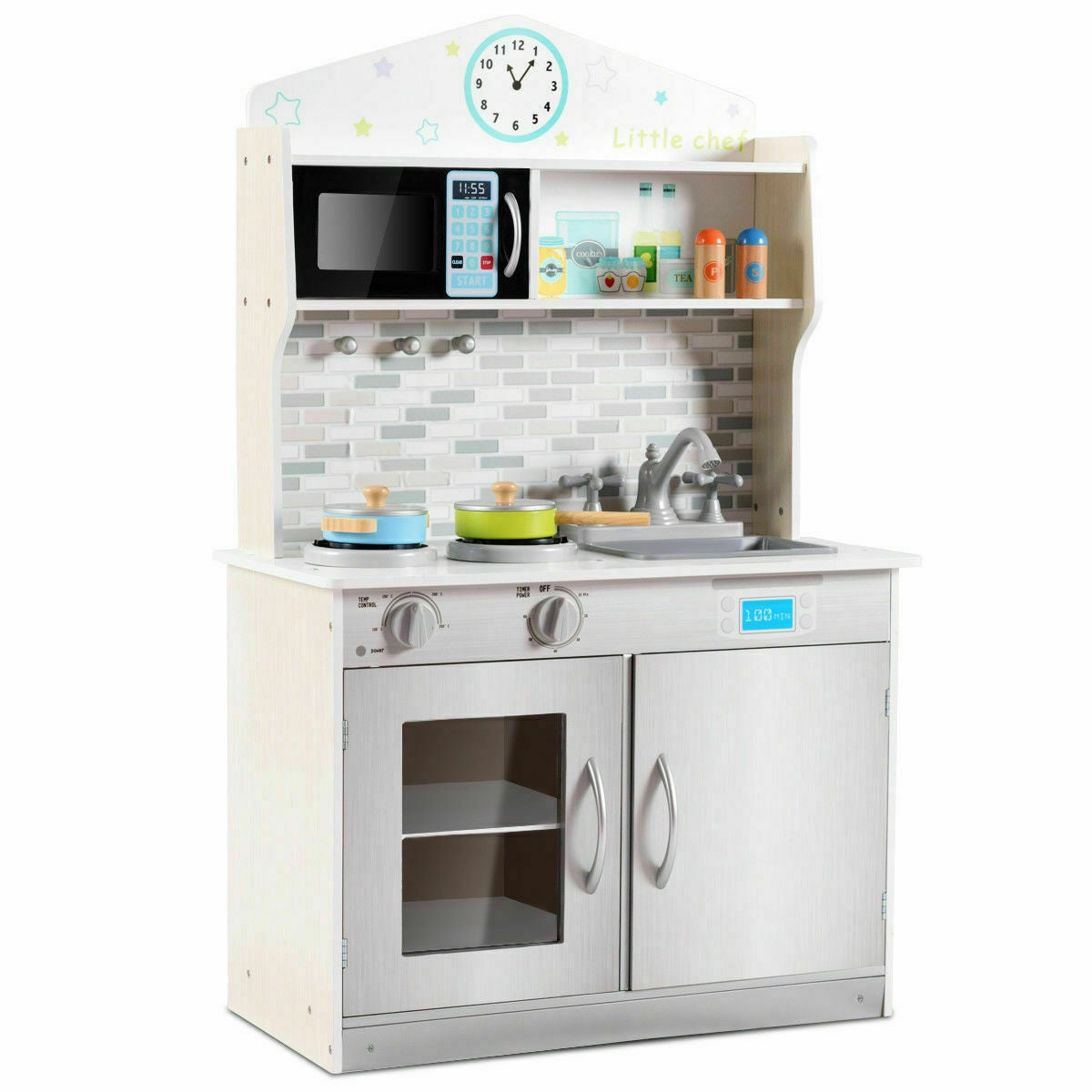 Kids Wooden Pretend Cooking Playset - Beige