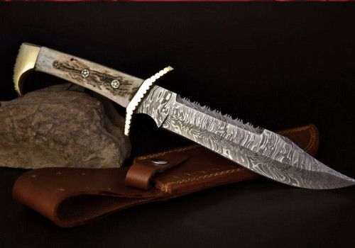 Exquisite Custom Handmade Damascus Steel Bowie Knife - Korvel