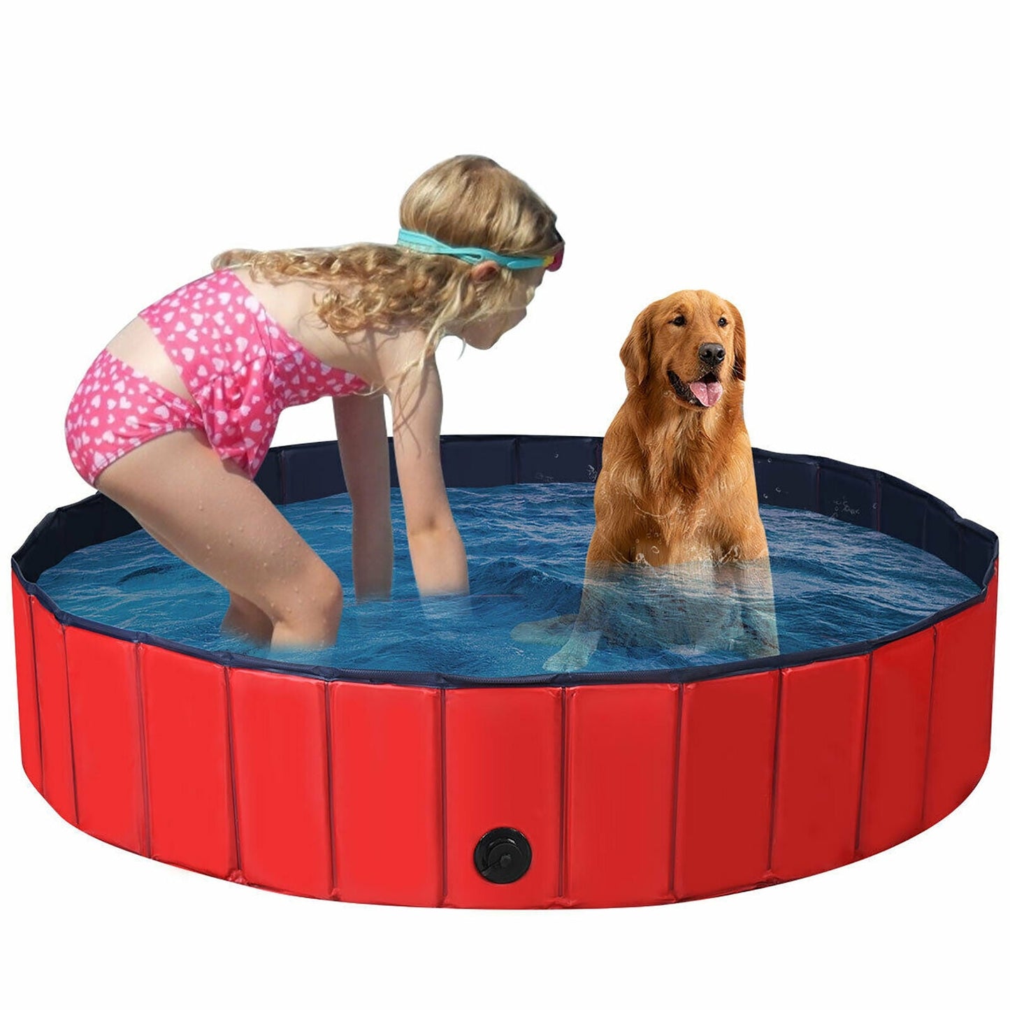 63 Inch Foldable Leakproof Pet Pool for Dogs, Cats, and Kids - Red