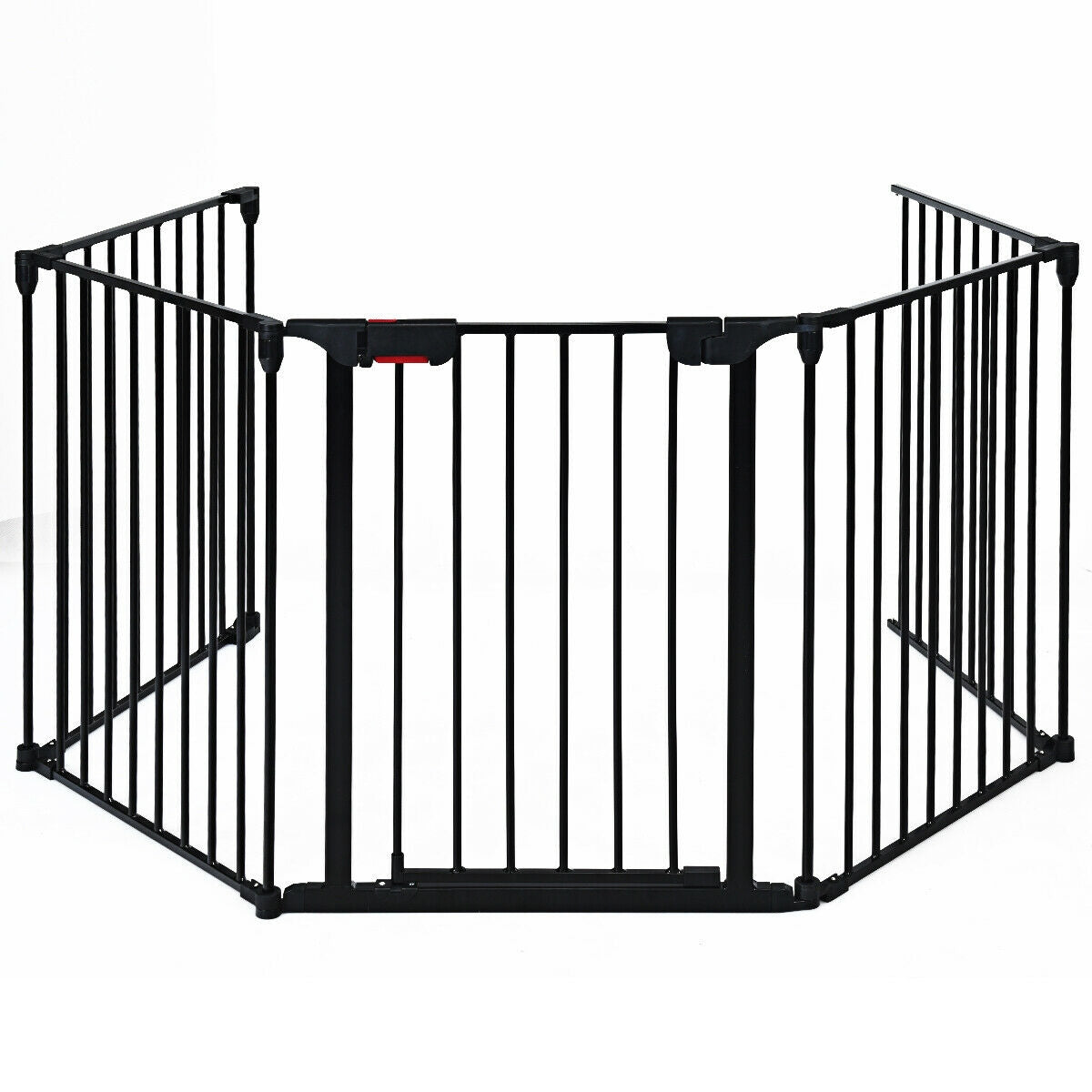 115 Inch 5 Panel Adjustable Fireplace Fence - Black