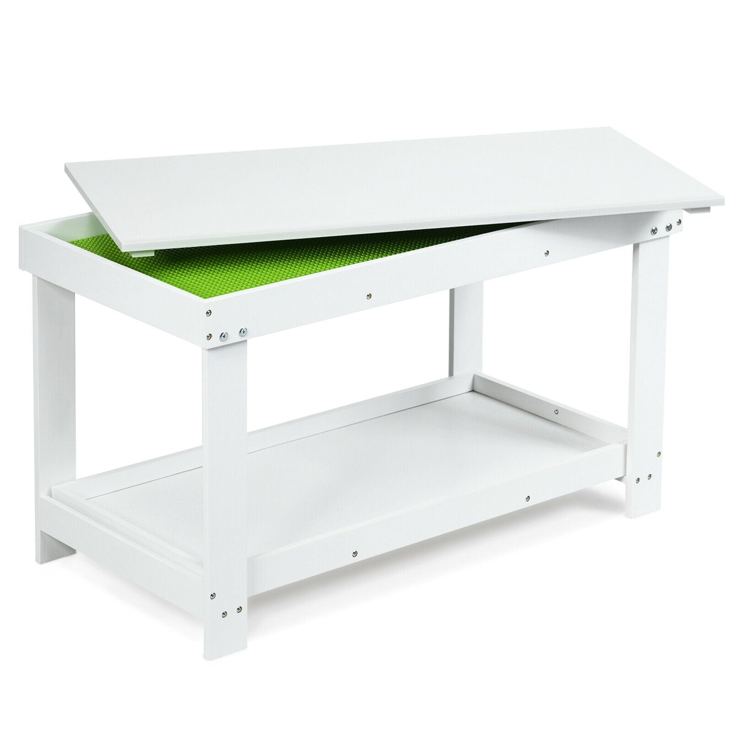 Mesa de Actividades Multifuncional de Madera Sólida para Niños - Blanca