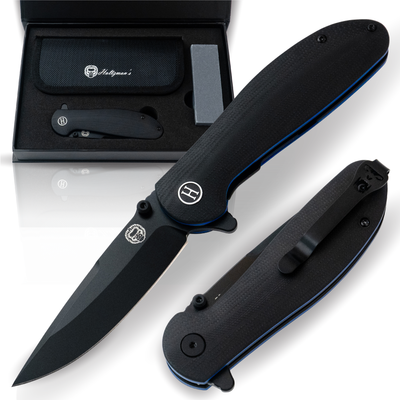 Premium Folding Pocket Knife Gift Set for Adventurers (Black & Blue) - Korvel