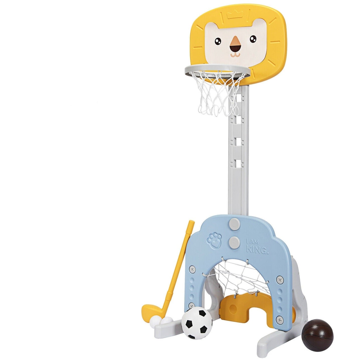 Panier de basketball ajustable 3-en-1 pour enfants - Jaune