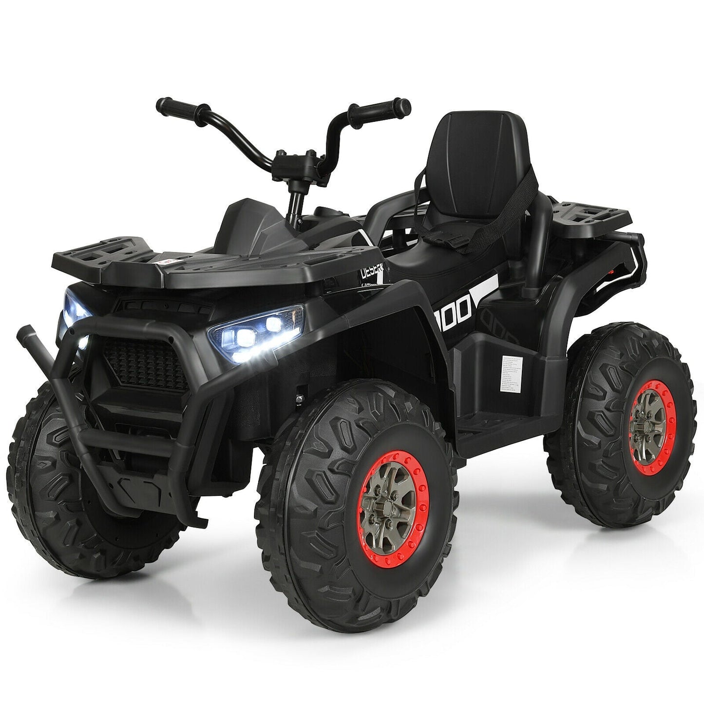 Quad ATV électrique 4 roues pour enfants 12V avec MP3 et lumières LED - Noir