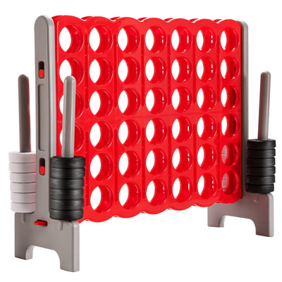 3.5 Feet Tall Jumbo 4 to Score Giant Game Set with 42 Rings - Red