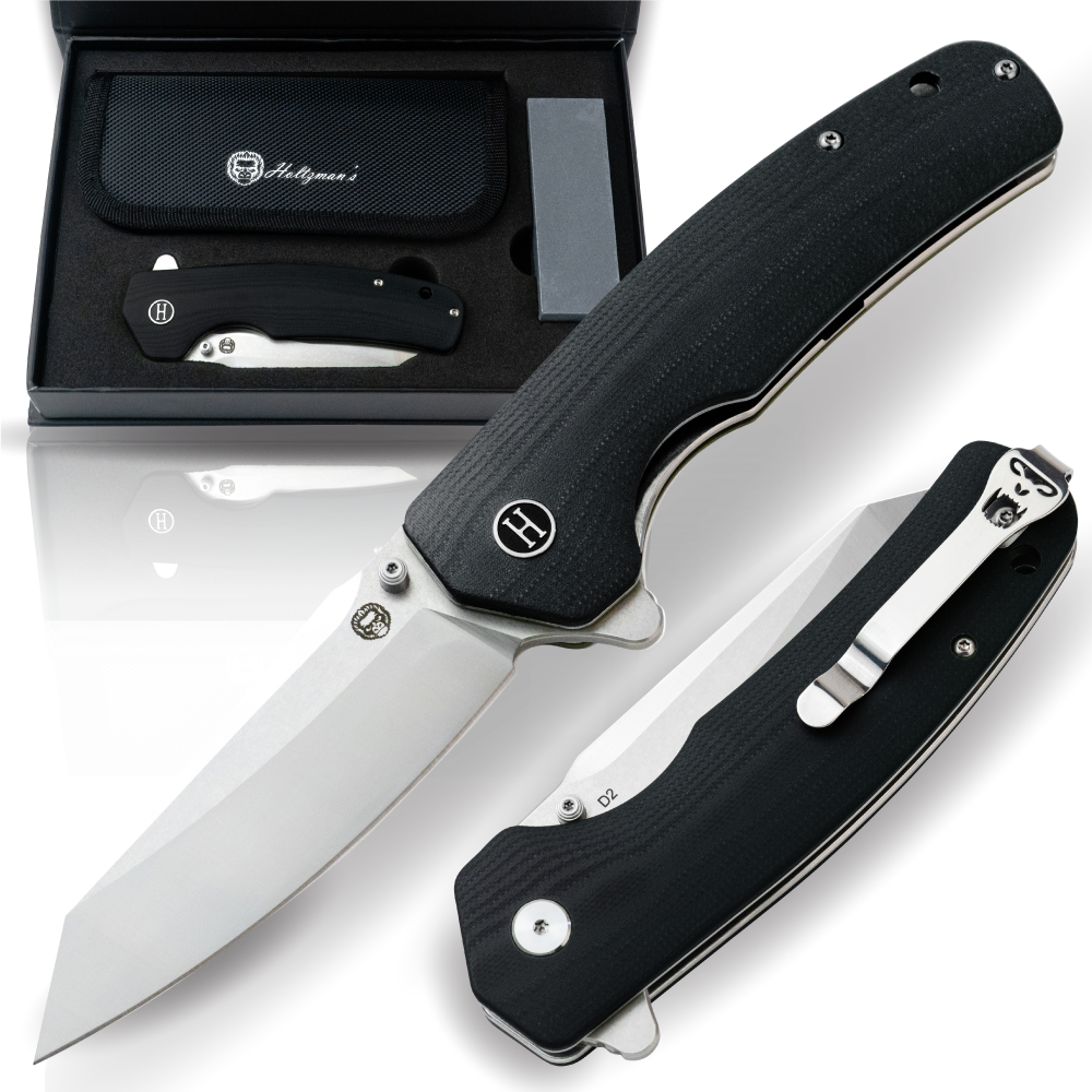 The Clip Point Folding Pocket Knife Giftset for Men and Women (Silver and Black) - Korvel
