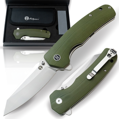 Premium Pioneer Folding Pocket Knife Gift Set - Silver & Green - Korvel