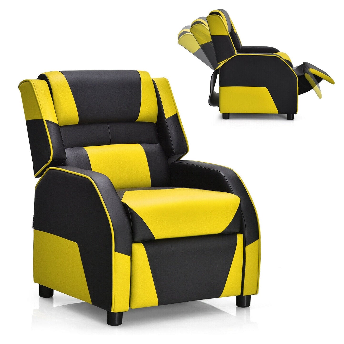 Sofá Recliner de Juego para Niños de Cuero PU - Amarillo