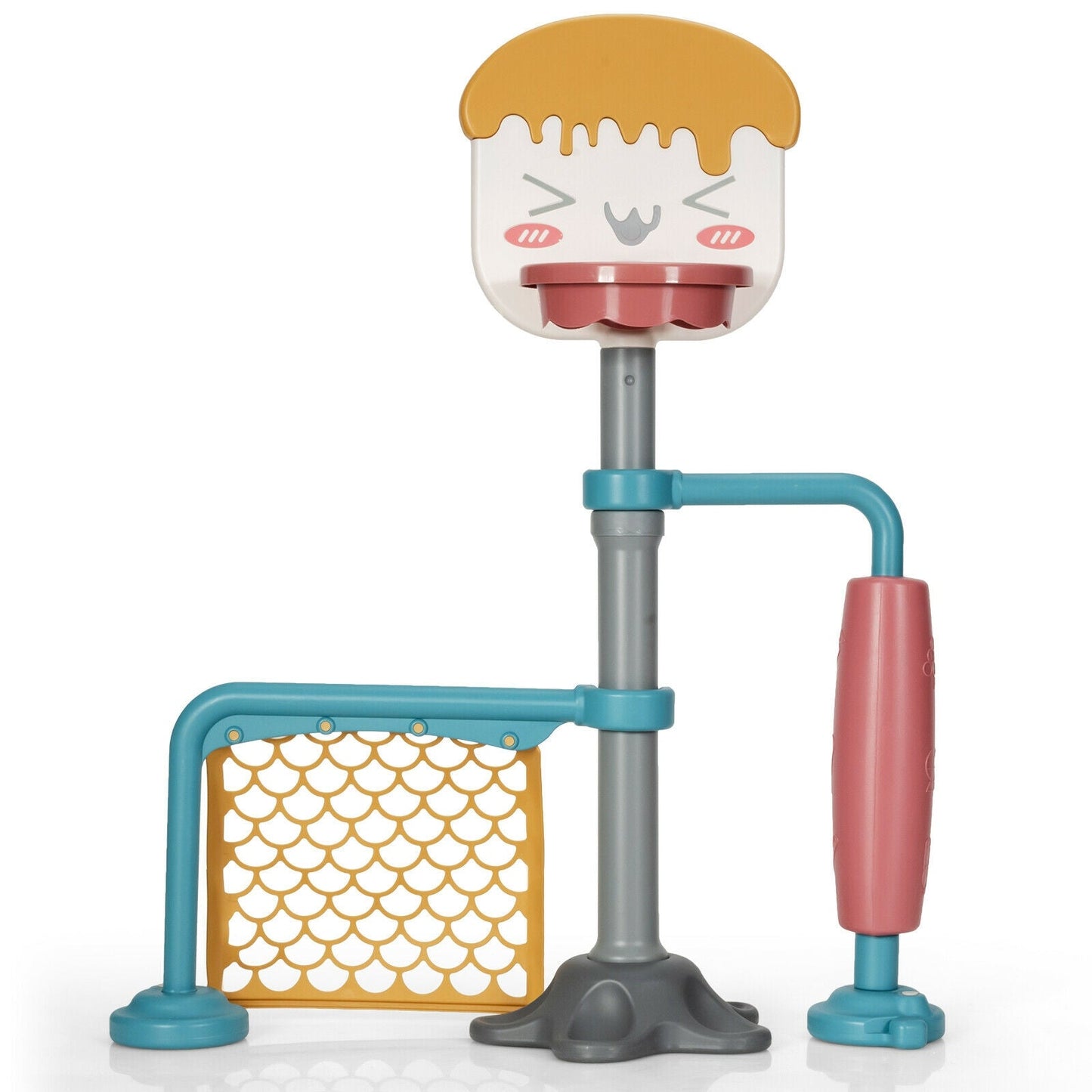 Ensemble de panier de basketball ajustable 3-en-1 avec but de soccer