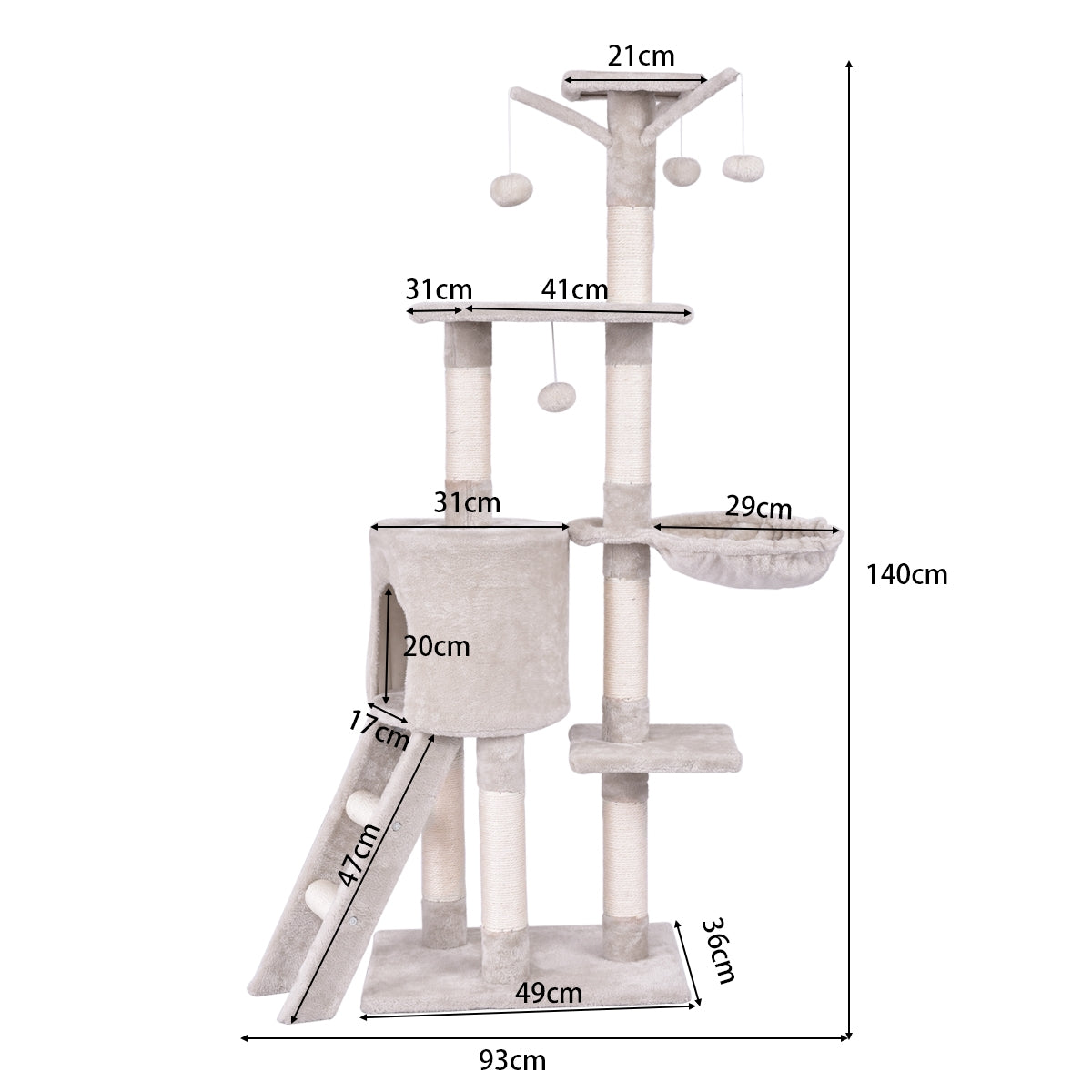 Árbol de Juego para Gatos con Rascador de 56 Pulgadas