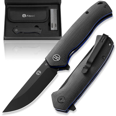 The Pathfinder Folding Pocket Knife Giftset for Men and Women (Black and Blue) - Korvel