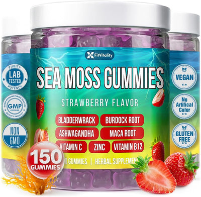 Gummies de mousse de mer à la fraise - Supplément végan 9-en-1