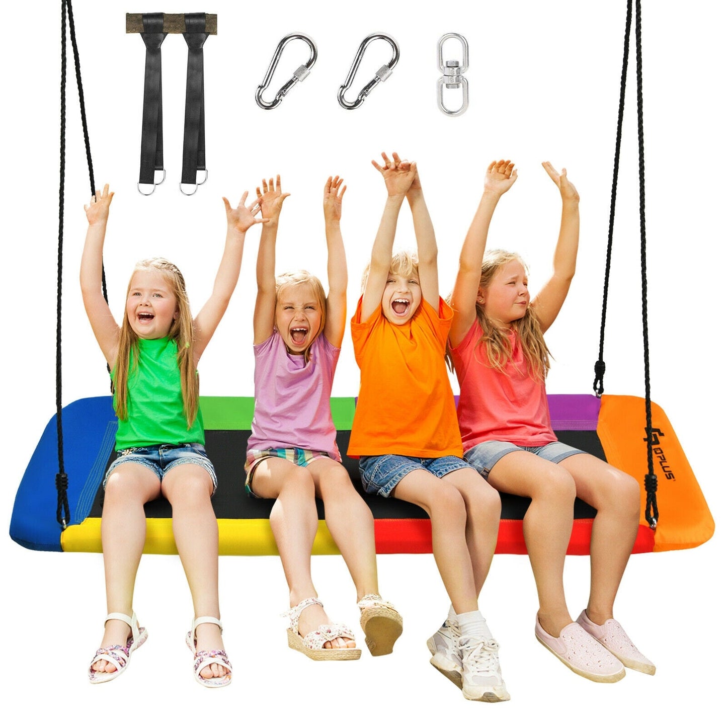 60-Inch Multicolor Platform Tree Swing with Hanging Straps