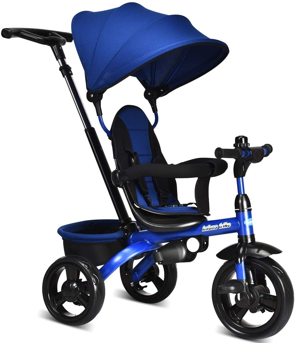 Triciclo Infantil 4 en 1 con Manillar Ajustable - Azul