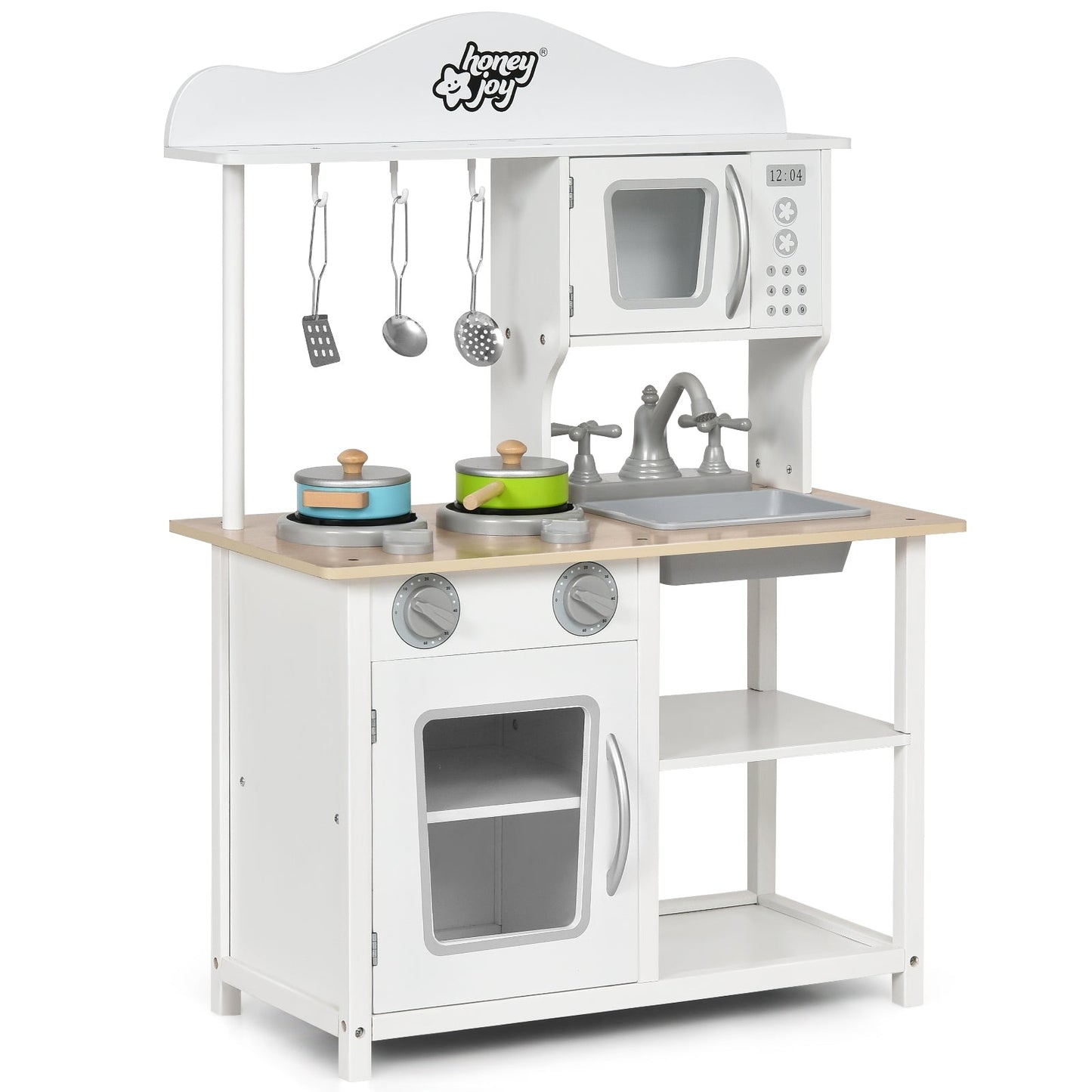Wooden Pretend Play Kitchen Set for Kids with Accessories