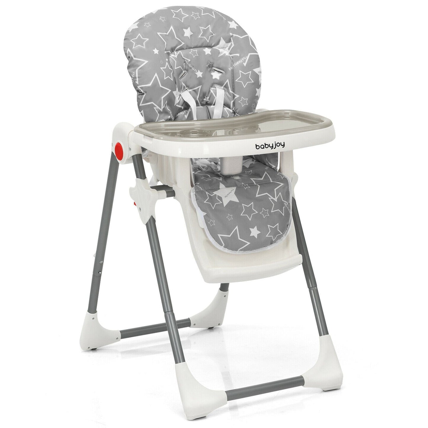Chaise Haute Pliable pour Bébé avec Réglage de Hauteur à 6 Niveaux - Gris