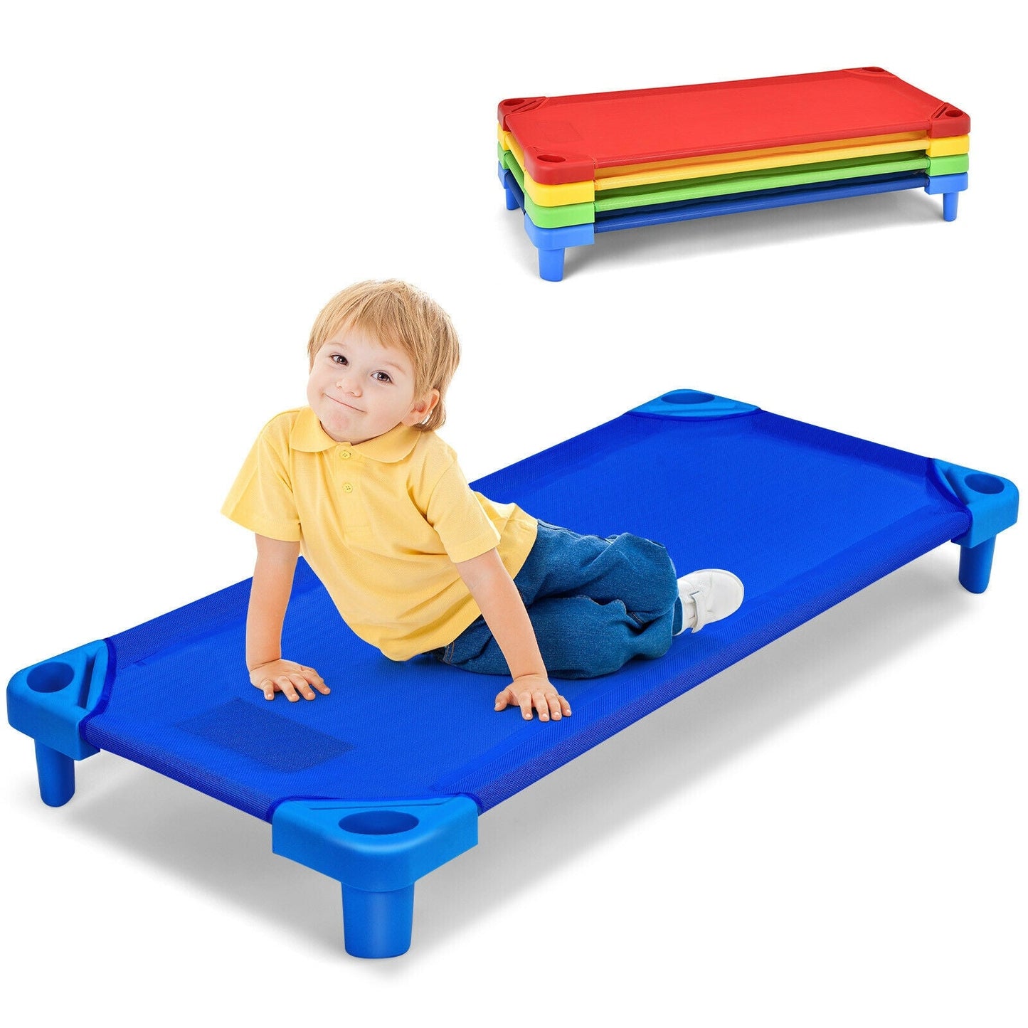 Pack of 4 Colorful Kids Stackable Naptime Cots