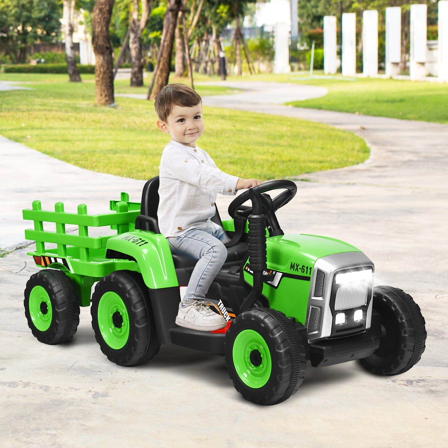Tractor eléctrico de 12V con cargador para niños de 3 años en adelante