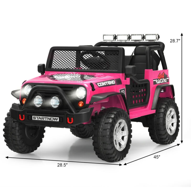 12V Kids Electric Ride On Truck - Pink with Remote Control