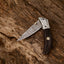 Personalized Damascus Steel EDC Folding Knife | 3-Inch Blade, Wenge Wood Handle, Leather Case | Unique Gift for Any Occasion - Korvel