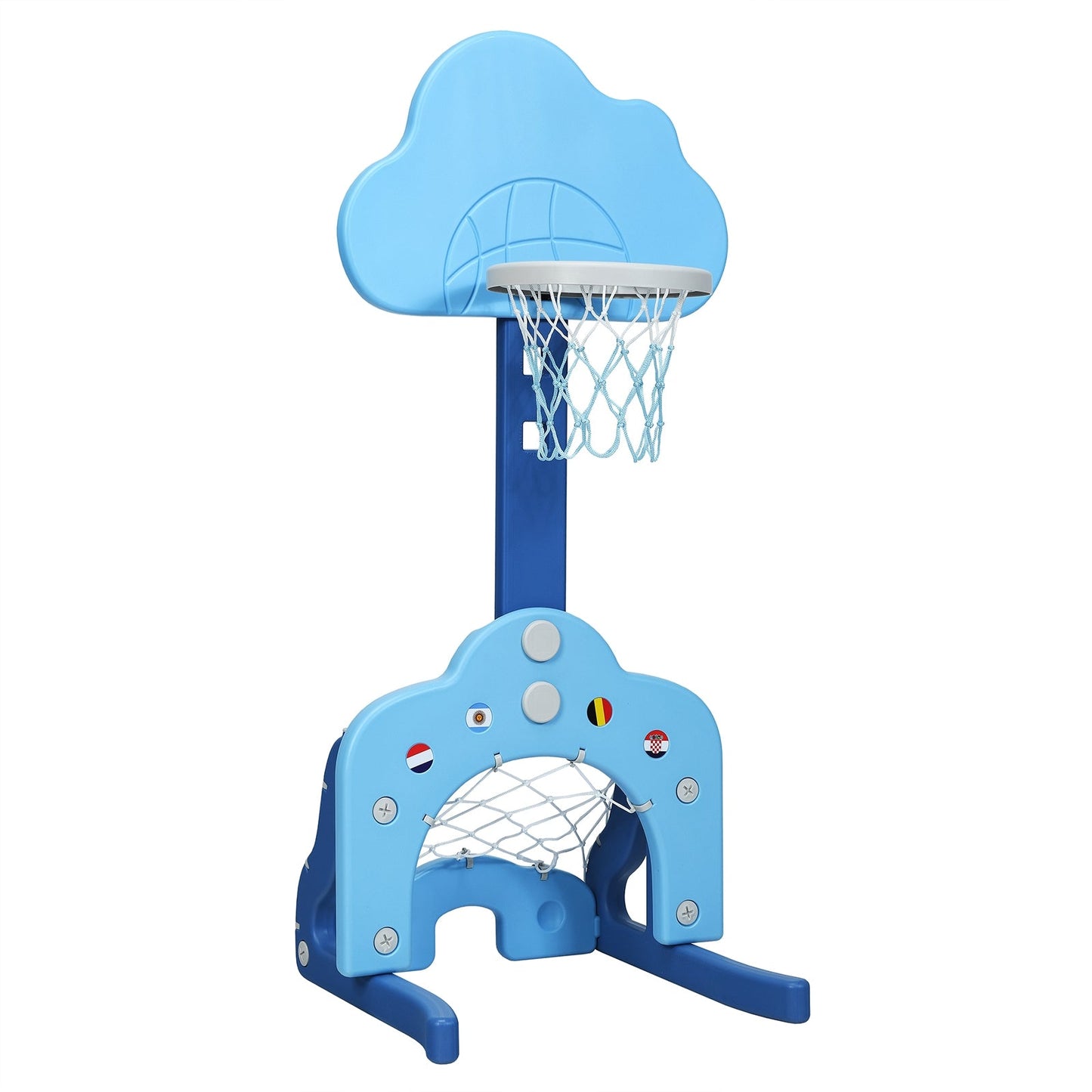Juego de Aro de Baloncesto para Niños 3 en 1 con Pelotas - Azul
