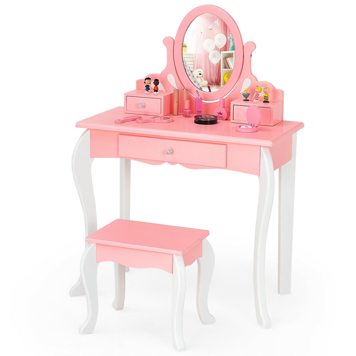 Ensemble de Table de Maquillage pour Enfants Princesse - Rose