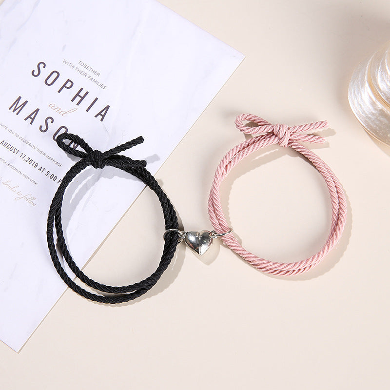 Bracelets de Couple Magnétiques - Charme Cœur en Acier Inoxydable