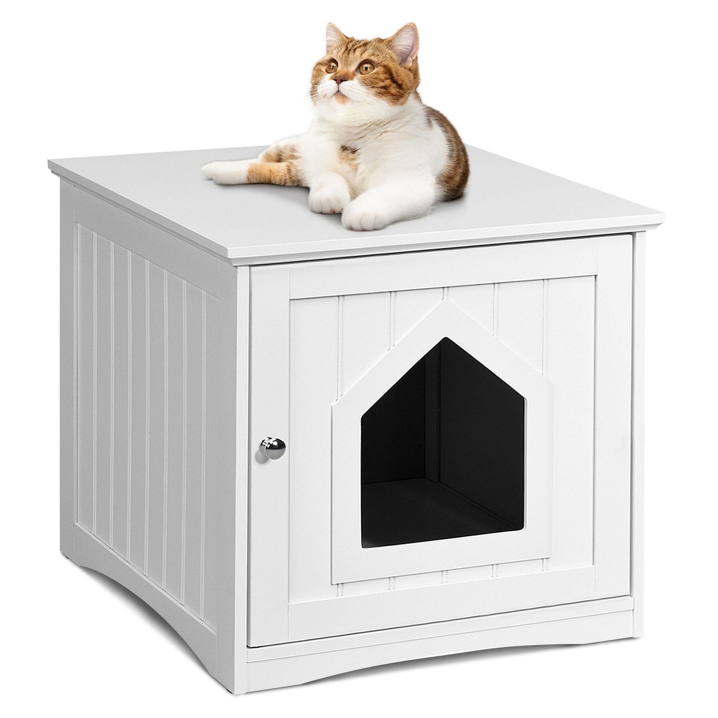 Weatherproof Multi-function Cat House Sidetable - White