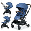 Poussette pour bébé convertible 2-en-1 en aluminium avec auvent réglable - Bleu