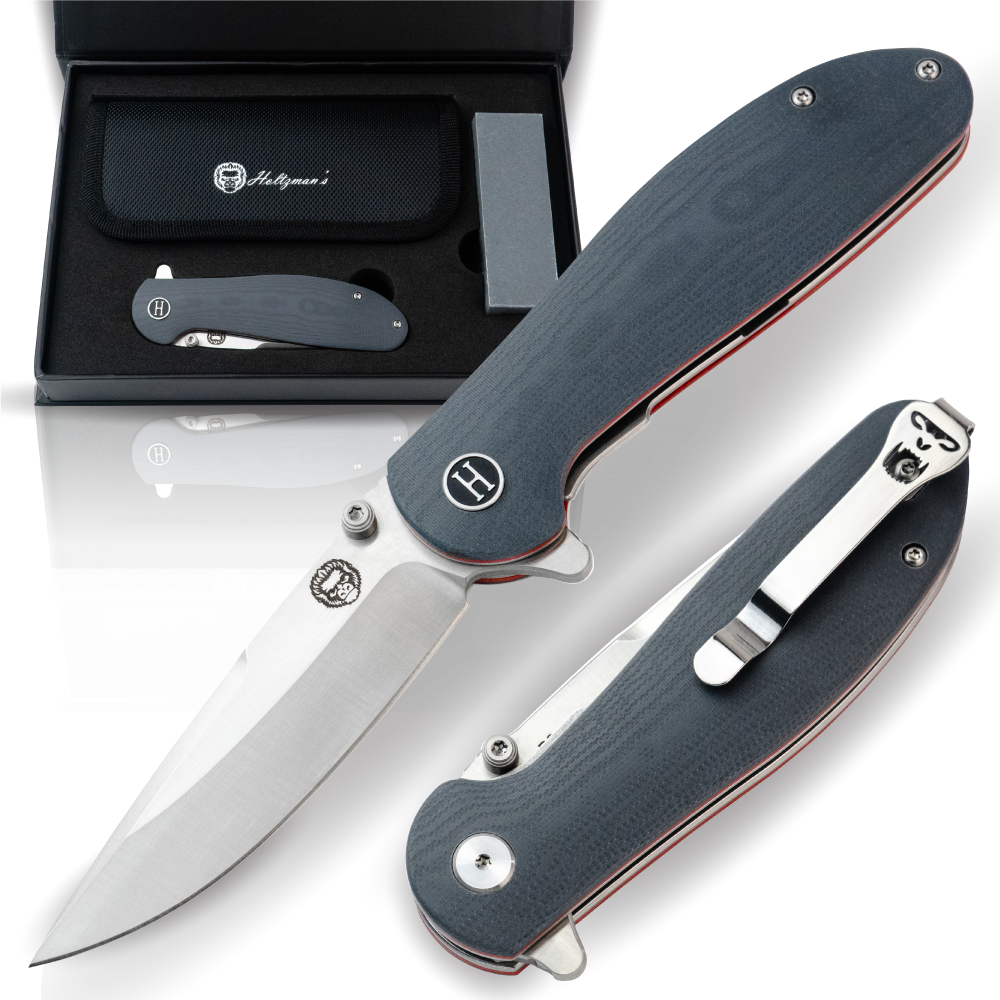Premium Folding Pocket Knife Gift Set for Adventurers (Grey & Red) - Korvel