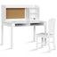 Kids Desk and Chair Set with Hutch and Bookshelves - White