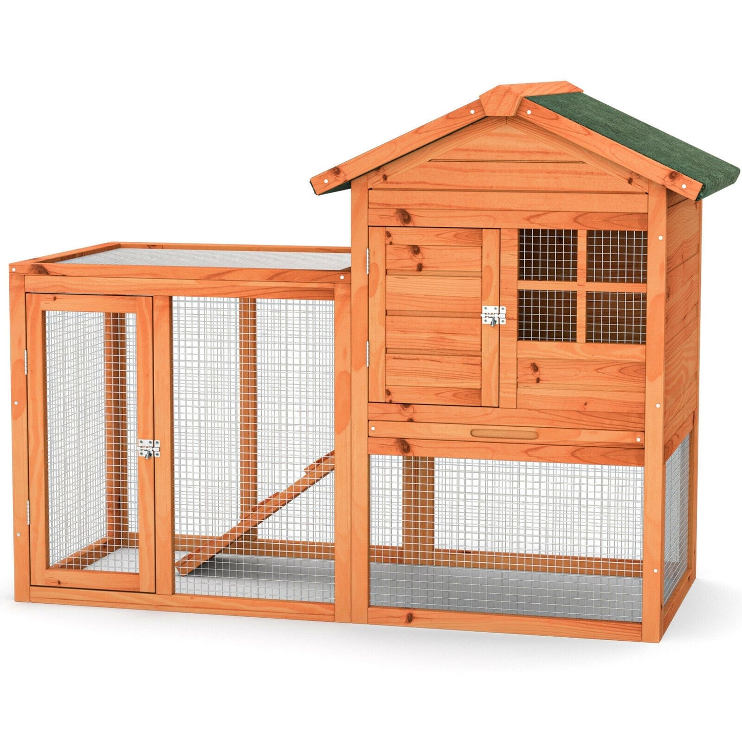 Premium 2-Story Wooden Rabbit Hutch with Running Area