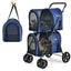 4-in-1 Double Pet Stroller with Detachable Carrier - Blue