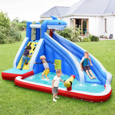 Inflatable Shark Bounce House with Water Slide