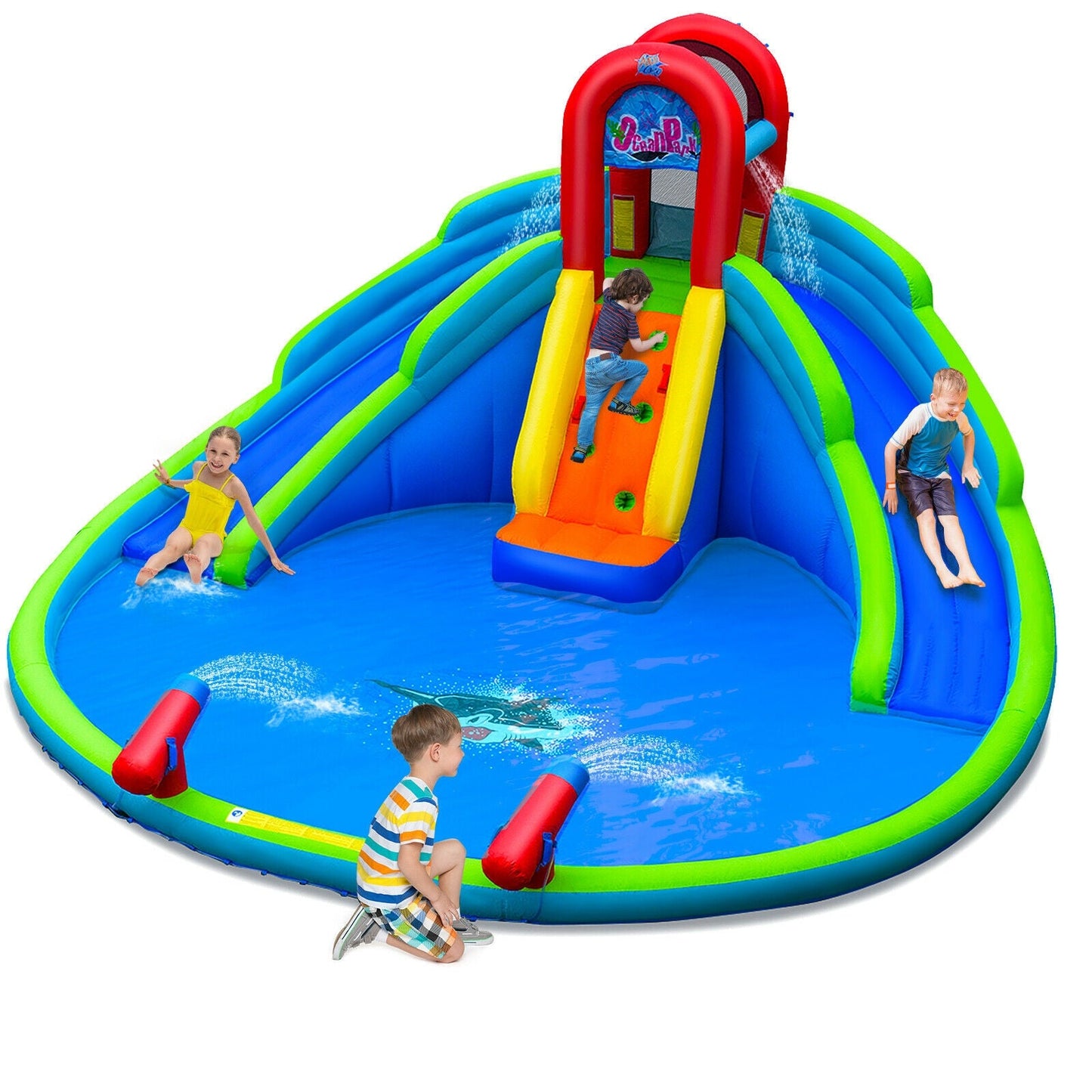 Inflatable Waterslide Bounce House with Upgraded Handrail