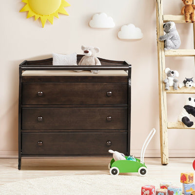 Mesa de Cambio para Bebés Premium con 3 Cajones y Cinturón de Seguridad - Marrón