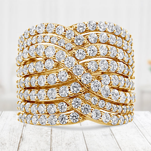 Bague de croisement en diamant 10K or jaune 3.0 Cttw - Taille 7