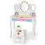 Ensemble de table de maquillage princesse pour enfants avec chaise - Blanc