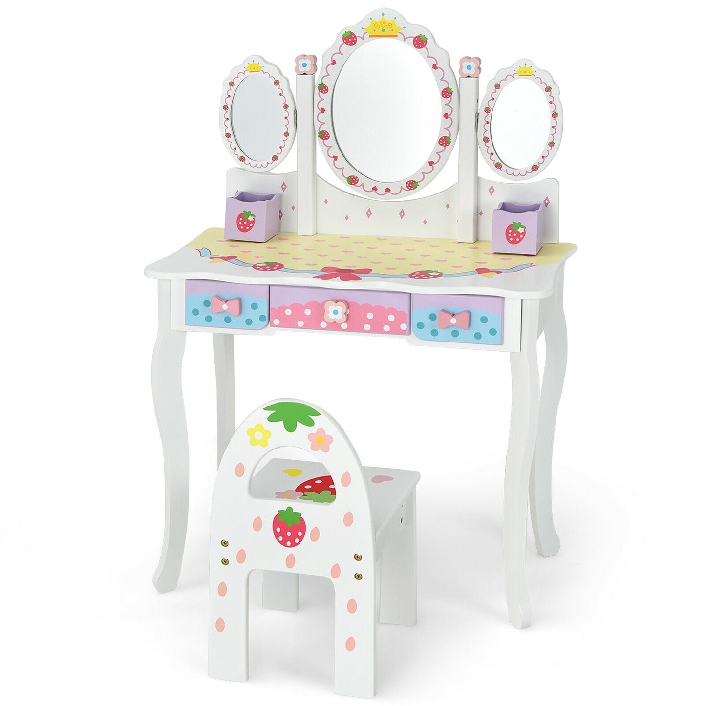Ensemble de table de maquillage princesse pour enfants avec chaise - Blanc