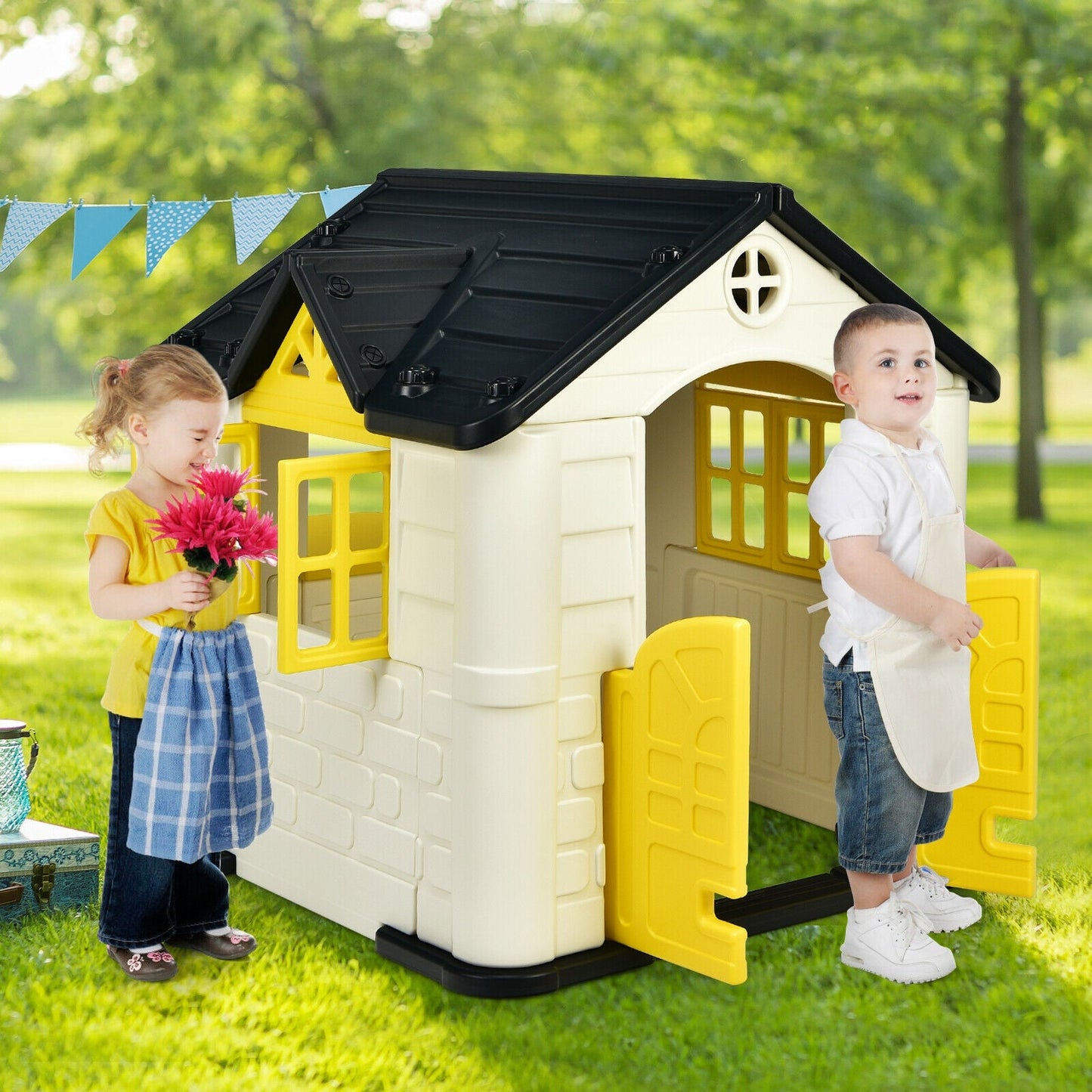 Conjunto de Juguetes Casa de Juegos Gbruno para Niños - 7 Piezas en Amarillo
