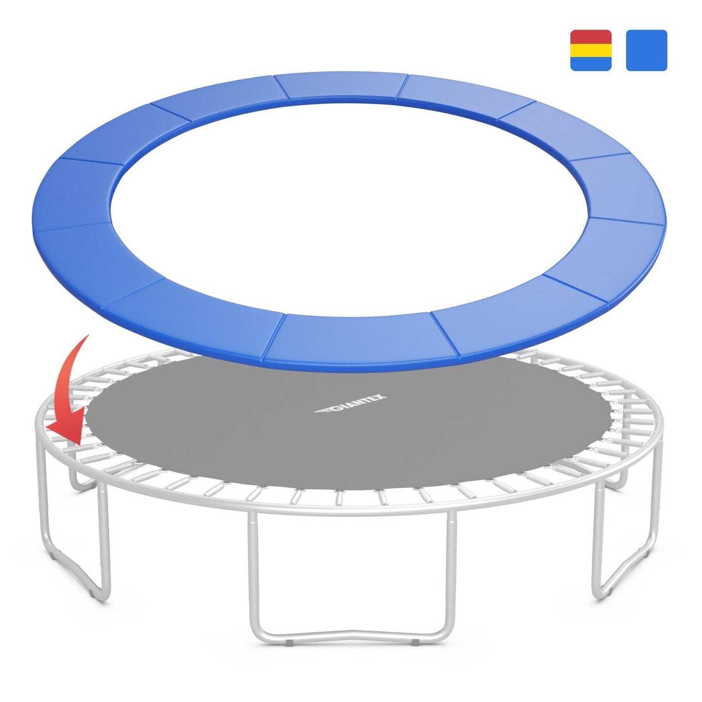 Funda de Resorte de Seguridad Impermeable para Trampolín de 16 Pies - Azul