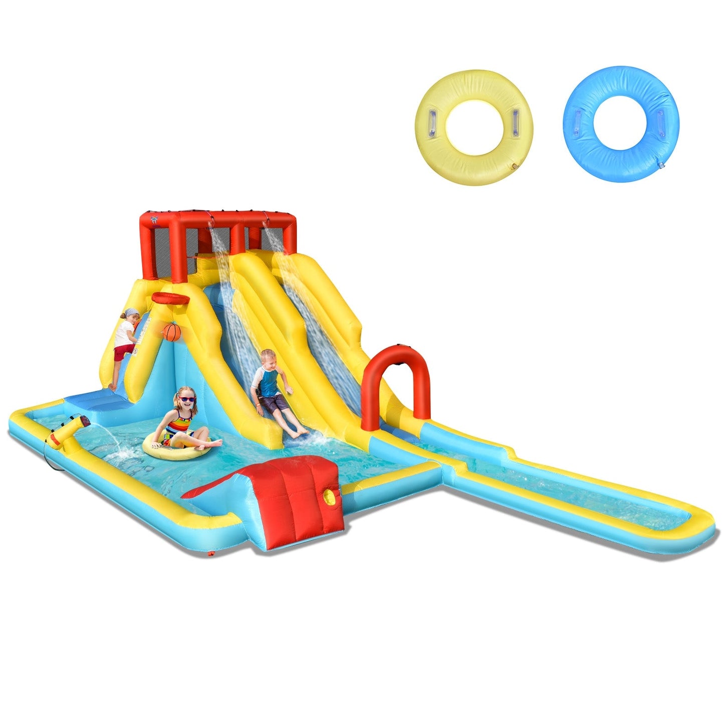 7-in-1 Inflatable Dual Slide Water Park Bounce House