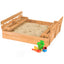 Kids Wooden Sandbox with Foldable Bench Seats