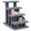 Escaliers pour animaux de compagnie en moquette à 4 marches de 24 pouces pour chats - Gris