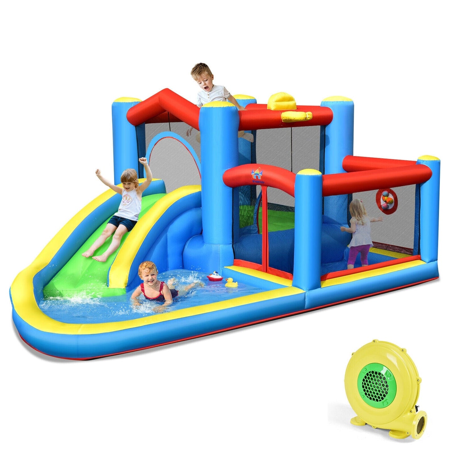 Castillo Inflable de Agua para Niños con Tobogán y Ventilador
