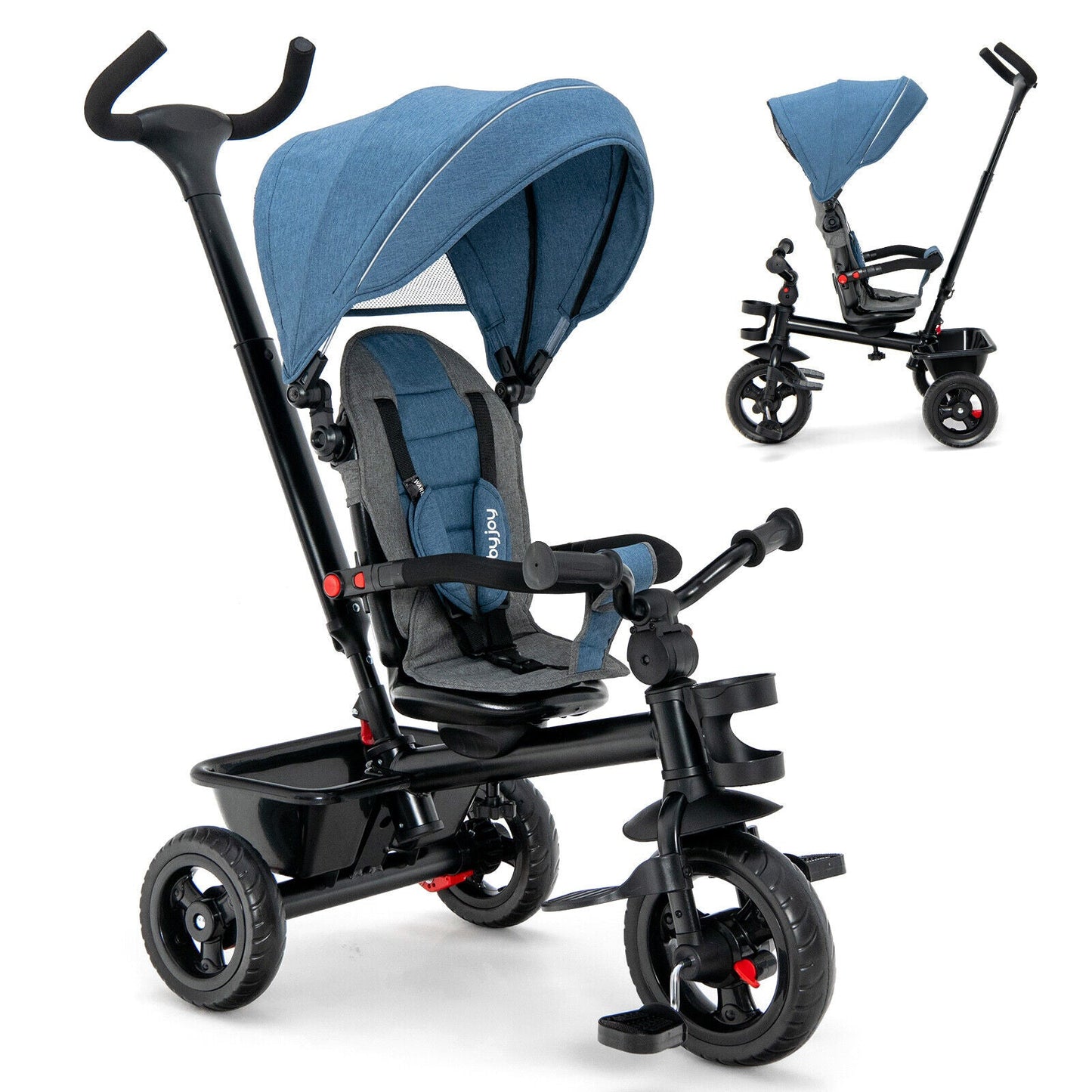 4-in-1 Baby Tricycle Toddler Trike - Blue