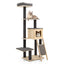 5-Tier Modern Wood Cat Tower with Washable Cushions - Gray