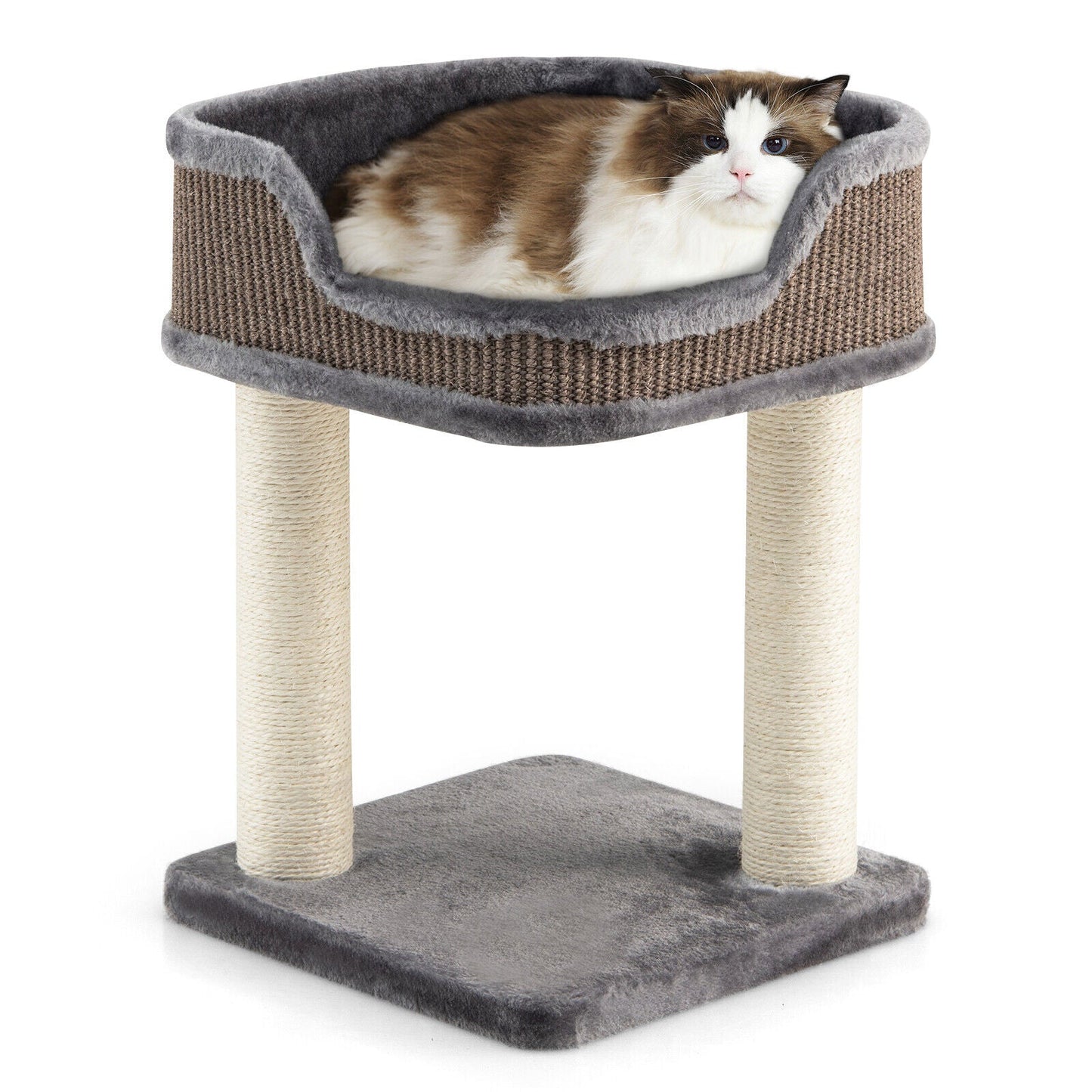 Multi-Level Cat Climbing Tree with Plush Perch - Gray
