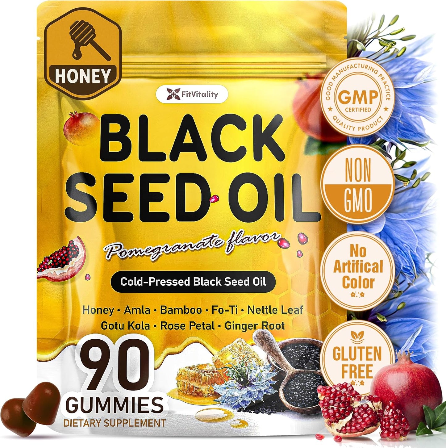 Gummies d'huile de graine noire premium | Saveur grenade